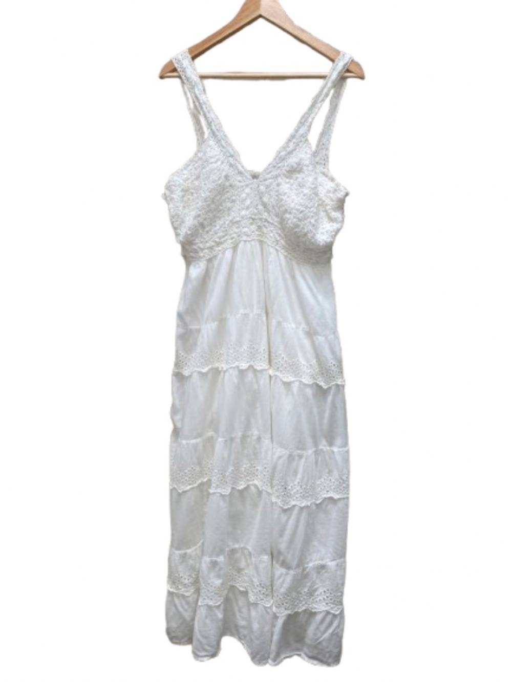 Creamy White Lace Tiered Maxi Dress - Sleeveless V-Neck